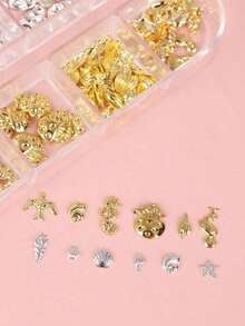 12grids Mix Y2K Styles Nail Rivet Studs Gold/Silver Stars Light Nail Art Charms Asterism Starlight Nail Decoration Accessories Manicure Supplies Japanese Styles Nail Part - 彩色 - 查看 7