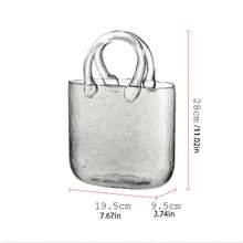 1件INS风玻璃花瓶手提包，透明玻璃手提包花瓶，流行花篮装饰，轻巧奢华创意鱼缸花瓶，客厅中心装饰品 - 彩色 - 查看 6