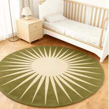 1pc Simple Sunburst Pattern Round Rug, Bedroom Bedside Mat, Children's Play Mat, Decorative Carpet, Bedroom Decor, Small Rug, Carpet, Home Decor, Living Room Rug, Living Room Small Rug, Bedroom Rug, Living Room Home Decor, Outdoor Rug, Washable Carpet - Multicolor - View 2