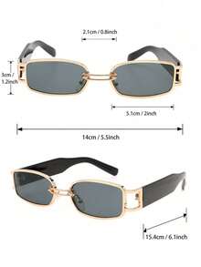 2副女士金属全框水钻装饰夸张时尚活泼派对眼镜，适合街头风、派对、度假、女士礼物、宴会、户外活动，时尚配饰 - 2pcs 金茶灰組合 - 查看 6