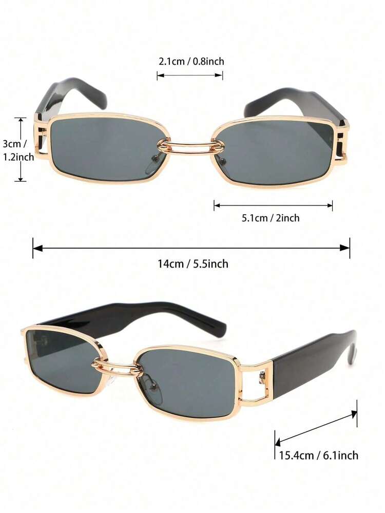 2pcs Women's Metal Full Frame Rhinestone Decor Exaggerated Fashion Lively Party Glasses, Suitable For Street Style, Party, Vacation, Women's Gift, Banquet, Outdoor Occasions, Fashionable Accessory - 2pcs Golden Tea Gray Combination - View 5