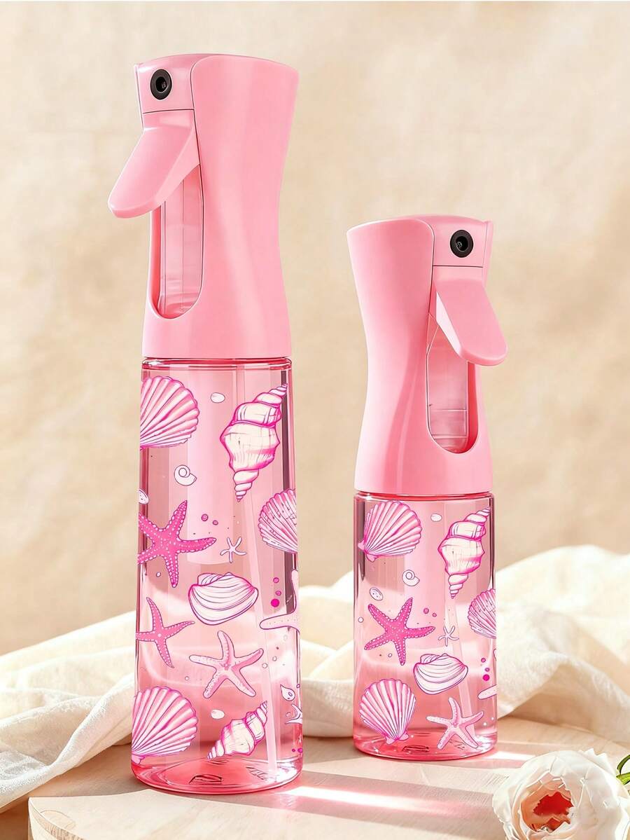 新款夏季贝壳图案PET可重复灌装旅行喷雾瓶，专业高压雾化喷雾瓶，200ml/300ml高压连续自动细雾喷雾器，美发造型工具，护发产品及配件，沙龙美容旅行必备，多功能喷雾瓶 - 彩色 - 查看 1