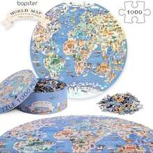 Adult and Kid-Friendly World Map Round Puzzle: A Geography Gift for Puzzle Lovers - ‎Azul - Ver 3