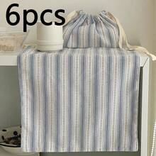 1pc/2pcs/6pcs Korean Style Striped Placemat, Blue Striped Ins Dining Cloth, Dust-Proof Tablecloth - Multicolor - View 10