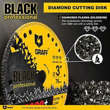 GRAFF Black Rueda de Corte de Diamante para Metal Acero Inox y armaduras - Disco De Corte Para Metal 3 Pulgadas - Disco de corte con eje de 3/8 para Amoladora Angular - Ø 76 mm (3 pulgadas) - Ver 5
