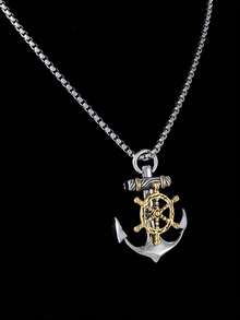 1PC Retro Design Domineering Pirate Helm Anchor Pendant Necklace Men's Fashion Charm Street Party Jewelry Gift - Fashion - View 2