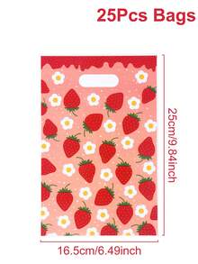 10/25/50个装草莓图案礼品袋，礼品包装袋，手提袋，礼品包装袋，收纳袋，草莓派对回礼袋，粉色/红色生日装饰，婚礼用品，婴儿派对回礼，性别揭晓派对用品，草莓生日装饰，节日派对用品，派对回礼 - 草莓 - 查看 10