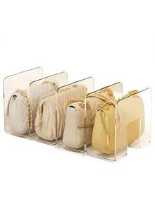 4pcs Transparent Wardrobe Storage Bags With Handles, Detachable Shelf Organizers For Bedroom, Bathroom, Office, Practical Book Shelf L-Shaped Storage Rack, Space Saving, Can Be Used As Car Storage Box, Drawer Organizer, Suitable For Small Handbags, Clothing Storage Such As Sweaters, Socks, Pants, Jeans, Underwear - Clear - View 5