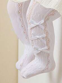 1双女婴公主心形镂空网眼透气舒适连裤袜，适合日常生活或聚会穿着 - 彩色 - 查看 28