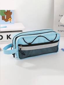 1PC Simple Color Pen Bag, Vertical Student Stationery Box, Multi-Functional Pen Bag, Student Stationery Storage Bag, Back-To-School - Multicolor - View 9