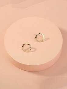 1 par de pendientes de aro geométricos asimétricos minimalistas y de moda para mujeres, adecuados para uso diario - Dorado - Ver 3