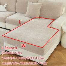 1pc Four Seasons Universal Plain Chenille Jacquard Non-Slip Sofa Seat Cushion Cover. Simple And Modern Style, Soft And Skin-Friendly, Pet-Proof And Elastic Sofa Cover. Suitable For Living Room L-Shaped Combination Sofa, 1/2/3/4 Seat Sofa. - Khaki - View 11