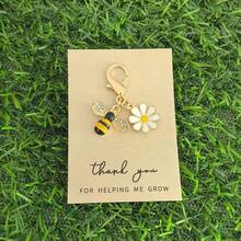 Thank You Card Flower Daisy Keychain Pendant Bag Decoration Small Postcard Employee Appreciation Encouragement Blessing Close Friends - 黃色 - 查看 1