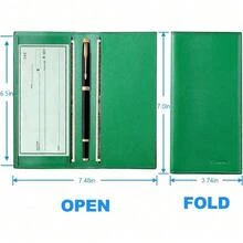 Premium Leather Checkbook Cover For Men And Women Checkbook Holder Wallet RFID Blocking - 綠色 - 查看 5