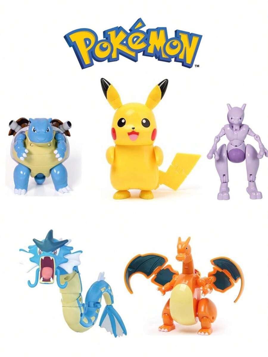 pokemon 第一代皮卡丘变形玩具，原版宝可梦球宠物模型玩具，宝可梦球召唤模型，动漫角色模型，口袋妖怪球模型，完美生日礼物，皮卡丘宝可梦球玩具模型装饰 - 彩色 - 查看 1