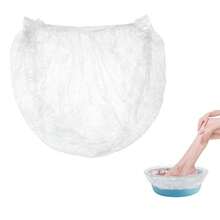 JIYIN Disposable Foot Tub Liner, 10 Pcs Disposable Pedicure Spa Liners Clear Plastic Disposable Pedicure Bowl Liners Portable Foot Bath Basin Bags For Pedicure Spa Beauty Salon Hotel Home Use(100CM) - White - View 1