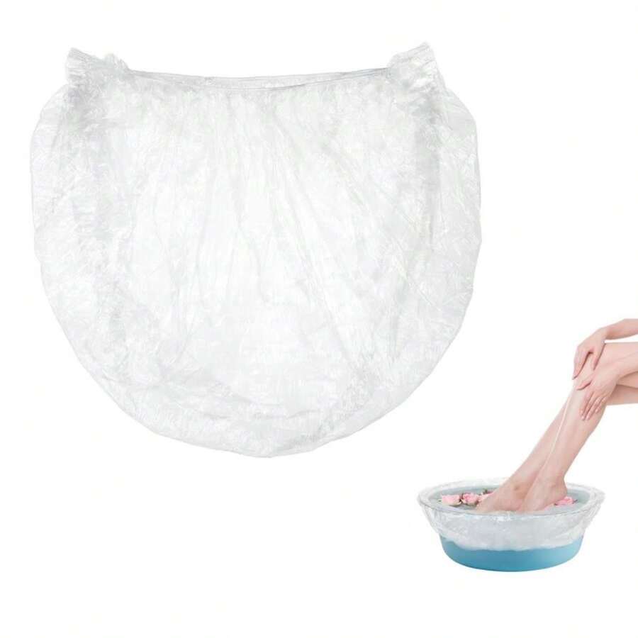 JIYIN Disposable Foot Tub Liner, 10 Pcs Disposable Pedicure Spa Liners Clear Plastic Disposable Pedicure Bowl Liners Portable Foot Bath Basin Bags For Pedicure Spa Beauty Salon Hotel Home Use(100CM) - White - View 1