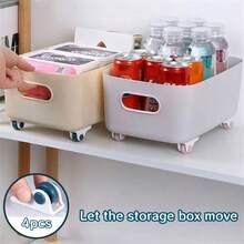 4-Piece Adhesive Plastic Wheels, Suitable For Furniture, Storage Boxes And Trash Cans Small Mobile Casters, So That The Storage Box Moves.