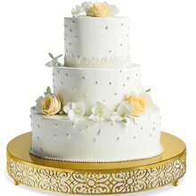 Edhreduhdr 18 Inch Gold Cake Stand Metal Round Cake Stands Set Dessert Display Cupcake Stands Plates For Wedding Brithday Party Celebration - Vàng - Xem 2