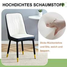 2er-Set Esszimmerstühle – Modern Esszimmerstühle Mit Rückenlehne Aus PU-Leder In Schwarz-Weiß-Combination Und Schwarzen Metallbeinen, Geeignet Für Verschiedene Bereiche Wie Esszimmer, Küche. - White - View 4