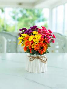 4/8 Bunches Artificial Silk Daisy, Realistic Spring Artificial Flowers - UV Resistant Artificial Floral Bouquets, Loose Flower Bunches, Suitable For Indoor Living Room Coffee Table, Entryway Shelf And Outdoor Garden, Porch Planters, Balcony Window Sill Decor - Multicolor - View 7