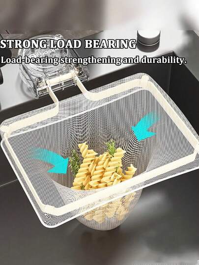 Kitchen Sink Strainer, With Metal Bracket And Filter Bag, Food Residue Filter Basket, Suction Cup Rotatable Drain Basket, Foldable Metal Bracket, For Washing And Drying Vegetables And Fruits, Kitchen Accessory