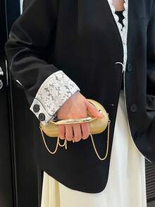 2026新款女士金属装饰独特设计单肩斜挎包 - 金色 - 查看 4