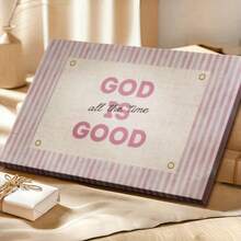 1pc Pink Valentine Decor, Galentine Gift, Pray Wrapped Framed Canvas Wall Art, Vintage Prints Poster, God Is All The Time Good. - Minimalist, Clean, Minimalist, Modern Style, Home Living Room Bedroom Ofice Wall Decor, Birthday Party Decor, Hanging Hardware Included - Wrapped Framed Canvas, Horizontal - Lienzo enmarcado - Ver 3