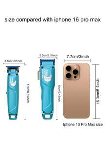 Kemei 2 Pieces/Set Electric Hair Clipper Professional Barber Haircut, Electric Hair Trimmer For Men, Barber Cordless Carving Hair Clipper, Hair Clipper Combination Set Blue Color Grooming Set, Gift For Men - 藍色 - 查看 2