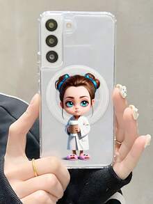 1pc Sweet Cartoon Morning Coffee Lady Pattern Magnetic Phone Case Aesthetic Relaxed Life Style Daily Cute Character Art For Women Daily Use Compatible With Samsung Galaxy S26Ultra S26Plus S26 S25 S24 S23 S22 Plus FE Edge A56 A54 A36 A35 17promax  Air 17pro 17 16E 16 15 14 13 12 11 X XS XSMAX Plus Pro Case - 無色 - 查看 11