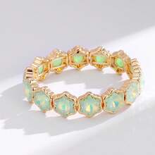 1pc Fashion Mocha Color Ice Flower Bracelet, Candy Color Glass Crystal Alloy Elastic Bangle, Holiday & Thanksgiving Gift - Ice Flower Bracelet - View 13