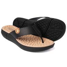 Modare Women's Orthopedic Slippers With Soft Massage Spurs - 黑色和焦糖色 - 查看 3
