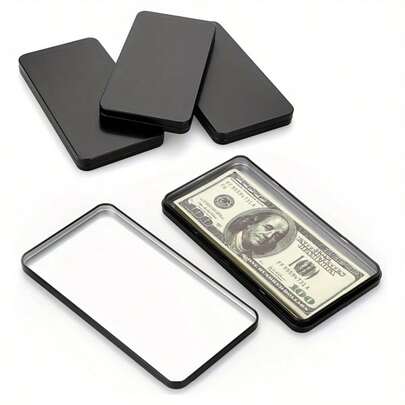 4pcs Black Rectangular Metal Tin Box With Lid, Minimalist Portable Coin, Cash, Card, Stamp Storage