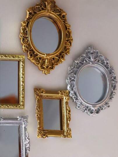 Bộ 10/8/4 chiếc gương mini cổ điển, gương trang trí nhà búp bê, đồ thủ công chạm khắc, thích hợp để trang trí nhà búp bê, làm đẹp cá nhân, tự làm đồ trang trí nhà cửa, đạo cụ chụp ảnh, phòng tắm, phòng ngủ, lễ hội hoặc quà tặng cá nhân.