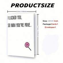 1张贺卡，俏皮贺卡，送给男朋友或女朋友的贺卡，送给丈夫或妻子的贺卡，我舔了你，所以现在你是我的了。 - 彩色 - 查看 2