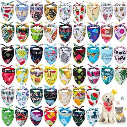 50Pcs Dog Bandanas Bulk Adjustable Dog Bandanas For Groomers Hawaiian Washable Pets Scarf Bibs Costume Accessories For Small To Large Pets Grooming Supplies