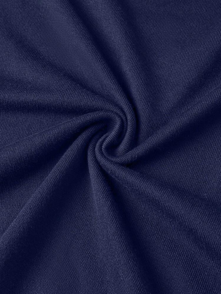 Suéter casual de manga larga con cremallera y cuello alto de unicolor, versátil para otoño e invierno para hombres - Azul Marino - Añade 6