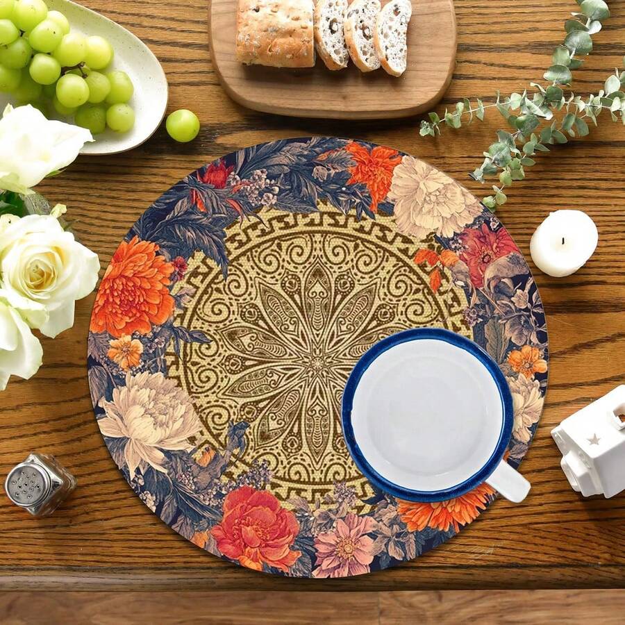 2 pezzi/4 pezzi/6 pezzi Sottobicchieri in stile bohémien vintage in silicone, regalo per le vacanze, decorazione per le vacanze, adatti per tavolo da pranzo, bar per il caffè, decorazione per tutte le stagioni, sottopiatti lavabili, decorazione per la stanza, sottobicchieri, tappetini per bevande, tappetini di drenaggio, tappetini per tavolo da cucina e da pranzo, decorazione per feste interne ed esterne, decorazione per la casa, regalo ideale - Multicolore - Visualizzare 1