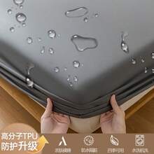 1pc White TPU Waterproof Fitted Sheet, Simple TPU Waterproof Dust-Proof Single-Layer Fitted Sheet, Suitable For All Seasons - Dark Grey - View 1