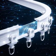 1 Set - Ceiling Curtain Track Flexible Curved Curtain Track, 16-Foot Wall-Mounted Sliding Ceiling Track And Clip Curtain Track, System Set As RV Room Divider (White) - White - View 5