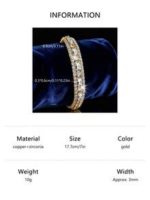 1 chiếc vòng tay mạ đồng thời trang hiện đại tối giản đính đá Cubic Zirconia lấp lánh, đa năng dành cho nữ, phù hợp cho tiệc tùng, hàng ngày, thường ngày, trang sức cao cấp, tiệc chiêu đãi, quà tặng ngày Valentine. - Kiểu nhiều lớp - Xem 13