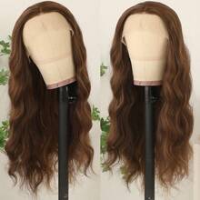 13X4 Light Blue Long Body Wave Lace Front Wig 28" Long Wavy Wigs Glueless Free Part 180% Density Blue Wavy Hair With Adjustable Straps & Combs Heat Resistant Blue Color Loose Wave Synthetic Hair Replacement Wigs For Women Perfect For Daily Wear Parties & Special Occasions - màu nâu - Xem 3