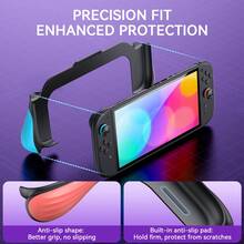 IINE Ergonomic One Piece Grip Case For Switch 2, Durable& Lightweight Ergonomic Comfort Grip Shockproof Cover Protective Case Enhanced Grip Cover Game Accessories - Black - View 9