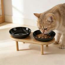 1pc Ceramic Cat/Dog Bowl With Raised Stand, Large Capacity Anti-Spill Pet Feeding Bowl