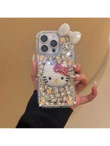 SANRIO 1个时尚创意Hello Kitty猫咪蝴蝶结设计三丽鸥手机壳，银色防水防震材质，可爱时尚，兼容 17系列、11/12/12 Pro、13/14/15、13 Pro/14 Pro/15 Pro、12 Pro Max/13 Pro Max/14 Pro Max/15 Pro Max、16、16 Pro、16 Pro Max、17、17 Pro、17 Pro Max - 銀色 - 查看 1