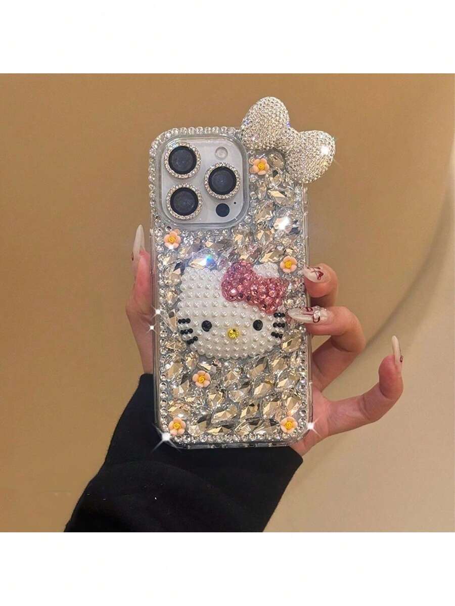 SANRIO 1个时尚创意Hello Kitty猫咪蝴蝶结设计三丽鸥手机壳，银色防水防震材质，可爱时尚，兼容 17系列、11/12/12 Pro、13/14/15、13 Pro/14 Pro/15 Pro、12 Pro Max/13 Pro Max/14 Pro Max/15 Pro Max、16、16 Pro、16 Pro Max、17、17 Pro、17 Pro Max - 銀色 - 查看 1