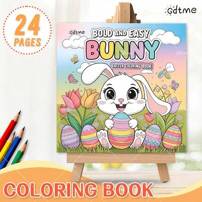 GDTME Adult Fun Pattern Coloring Book, Cute Drawing Book, Perfect Gift For Easter, Ramadan, Valentine's Day, Christmas, Halloween And Birthday - Adorable Rabbit And Easter Egg Scenes To Color, Stress Relief: Suitable For Friends Who Enjoy Coloring And Back To School Season (Cozy Space Coloring)