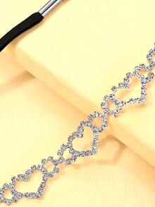 1 件银色性感水钻镂空心形大腿链，女士装饰性身体首饰，适合派对、庆典、时装秀 - 銀色 - 查看 5