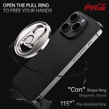 Coca Cola Alloy Magnetic Pull-Tab Phone Ring Holder T14 Co-Branded Multifunctional Magnetic Metal Phone Stand Spring Gift - Silver - View 4