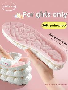 女士超柔软、无痛、如云朵般按摩透气除臭鞋垫，缓解长时间站立疲劳，如履云端，粉色 - 粉色 - 查看 1